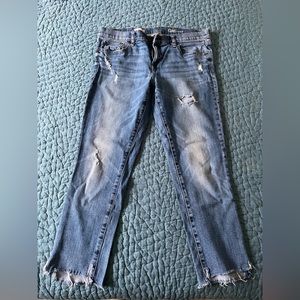 Destroyed by Design, Perfectly Broken In Gap Girlfriend Cropped Jeans